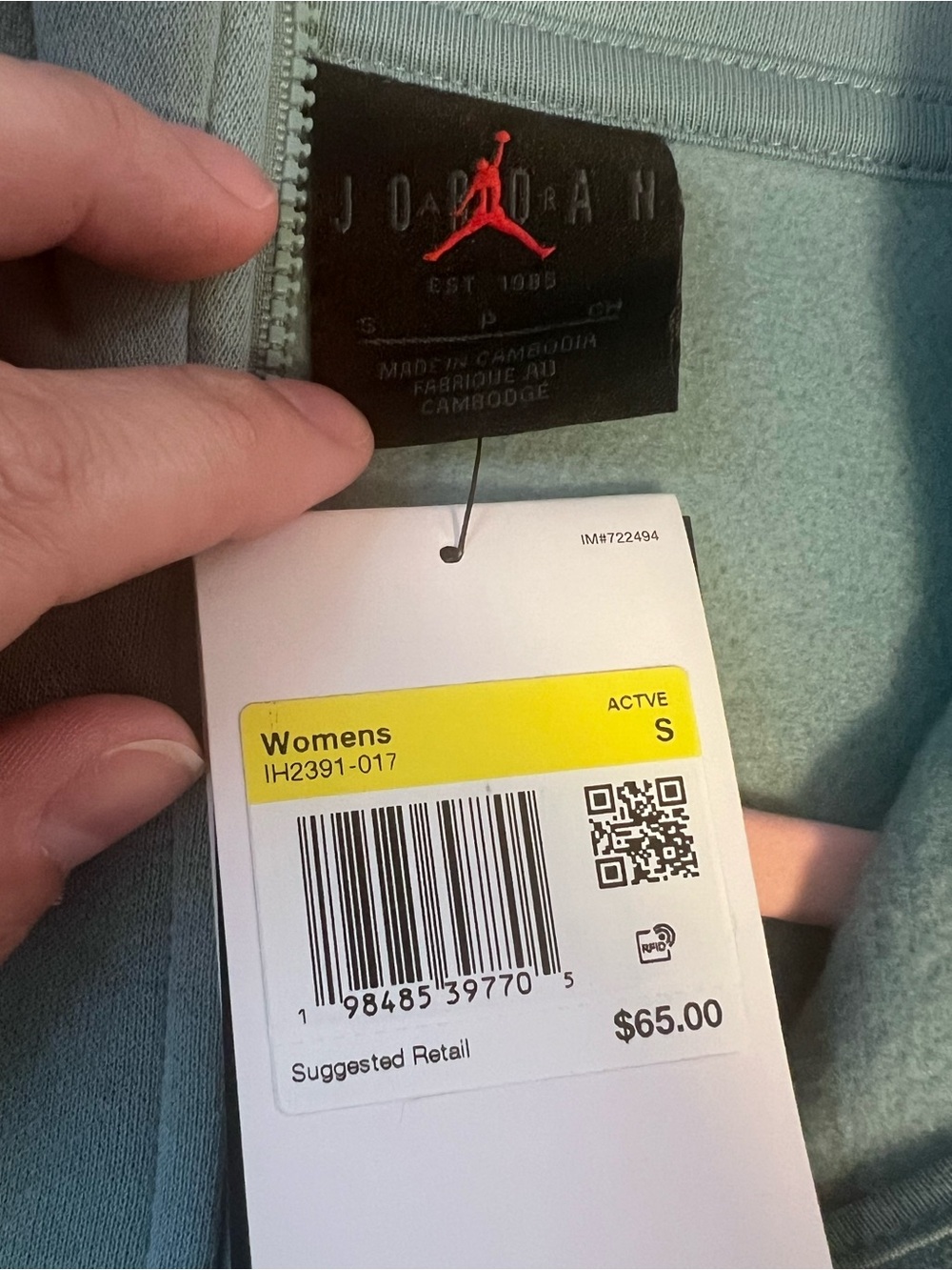 #683 NWT Jordan Brooklyn Fleece 1/4 Zip Cannon White Women’s Small - Picture 5 of 8